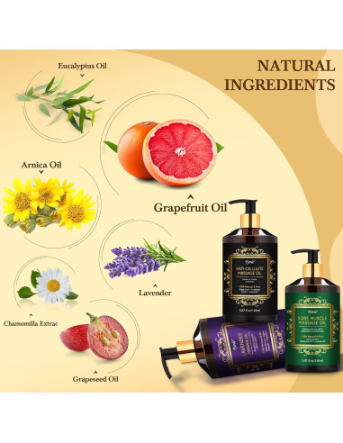 Kit de Masaje Pjordo: 3 Aceites Relajantes + Herramientas