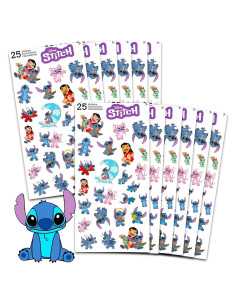 Stickers de Fiesta Lilo y Stitch - 12 Hojas Coloridas