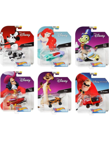 Juego de 6 coches de personajes Disney/Pixar Hot Wheels