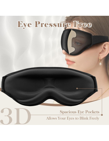 Máscara de Ojos 3D Fygrip para Dormir Sin Presión - Negra