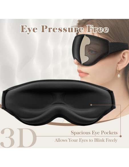 Máscara de Ojos 3D Fygrip para Dormir Sin Presión - Negra