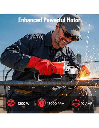 Amoladora Angular Avhrit 1200W 4.5" 13000 RPM Rojo