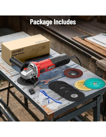 Amoladora Angular Avhrit 1200W 4.5" 13000 RPM Rojo