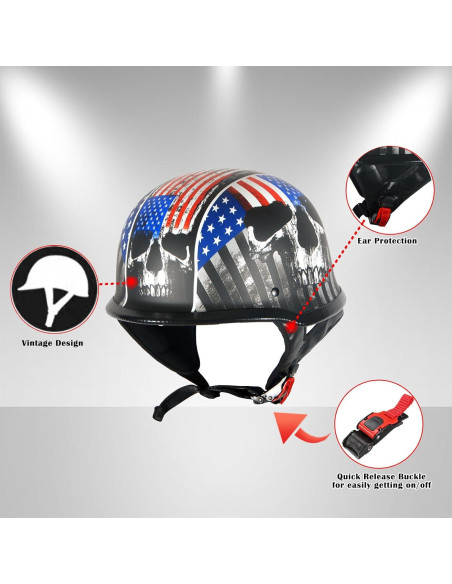 Casco de Motocicleta 1Storm HKY602 Pequeño Calavera de Cadena