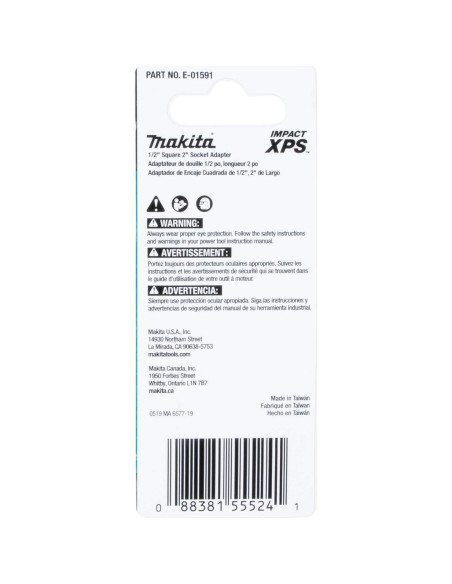 Adaptador de Enchufe Cuadrado Makita E-01591 5.08 cm Impact XPS