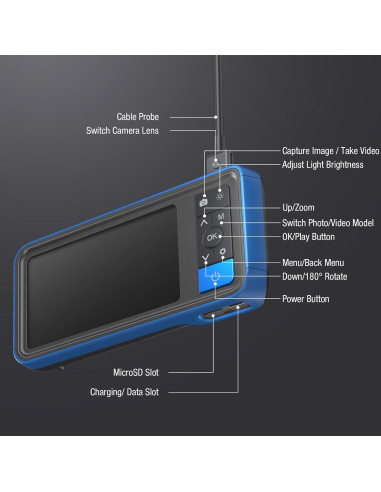 Cámara Endoscópica HD Teslong 3.05m Doble Lente Impermeable