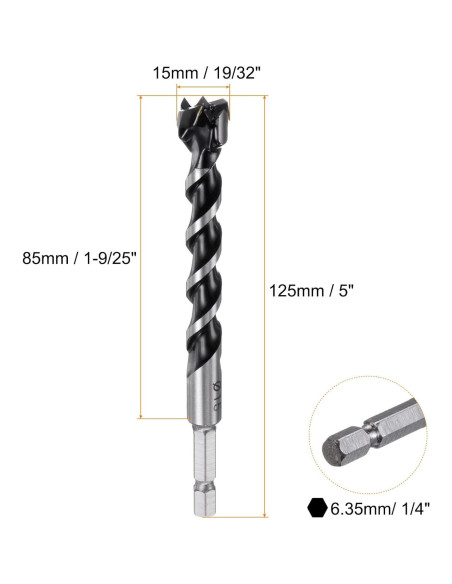 Broca de Forstner 15mm HARFINGTON Carburo de Tungsteno