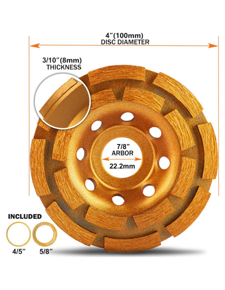 Rueda de Pulido de Concreto KSEIBI 4" Doble Fila Diamante Rueda de Pulido de Concreto KSEIBI 4" Doble Fila Diamante
