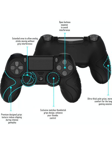 Funda de Silicona Antideslizante PlayVital Guardian PS4 Negra