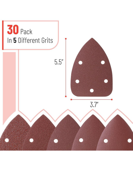 Almohadillas de Lijado Bates 30 pcs 40-240 Granos para Lijadora