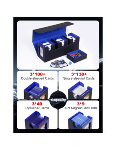 Caja de Barajas 4-en-1 Banloga para TCG - Negro y Azul 2