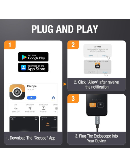 Cámara Endoscópica USB-C Teslong 3m con 8 Luces LED Cámara Endoscópica USB-C Teslong 3m con 8 Luces LED