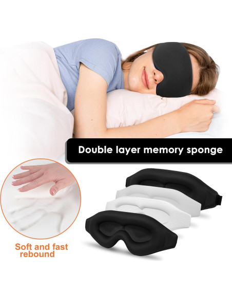 Máscara de Ojos para Dormir ABCDMM Negra Suave y Ligera