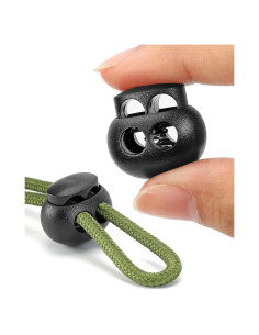 12 Cierres de Cuerda de Plástico Doble Orificio POM - Ajustables