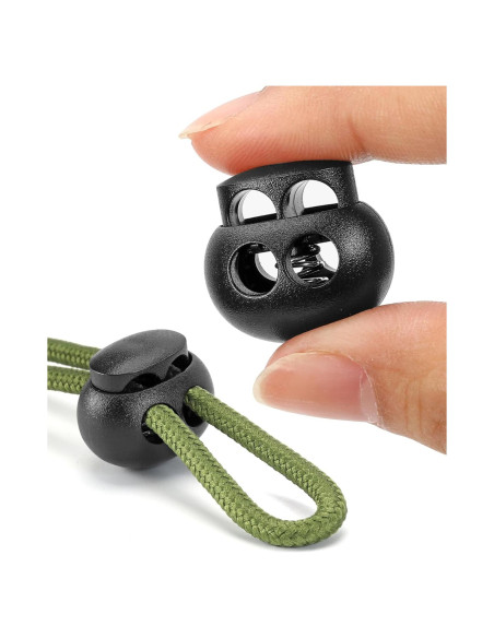 12 Cierres de Cuerda de Plástico Doble Orificio POM - Ajustables