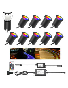 Kits de luces LED empotradas YZGWZLD 10 paquetes IP67 RGB 3.0 cm
