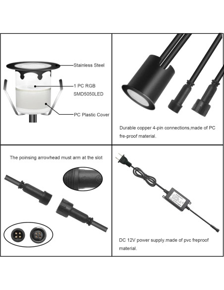 Kits de luces LED empotradas YZGWZLD 10 paquetes IP67 RGB 3.0 cm