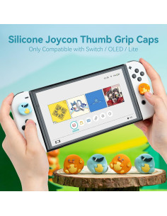 Tapa de agarre de pulgar WISHAVEN para Nintendo Switch - Squirtle y Charmander 2