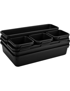 Organizadores de Cajones Masirs - Juego de 8 Piezas, Plástico Negro 2