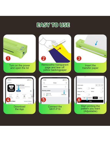 Impresora de Plantillas de Tatuaje Meiyunprt P19 Inalámbrica