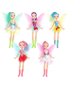 Conjunto de 5 Muñecas Hada Niña ONEST 20 cm con Ropa y Zapatos