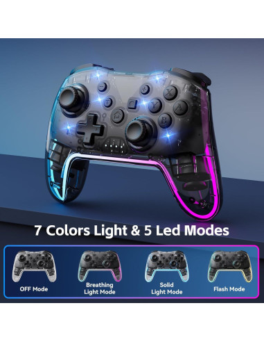 Controlador Inalámbrico Comdigio para Switch y PC - RGB, Turbo y Vibración