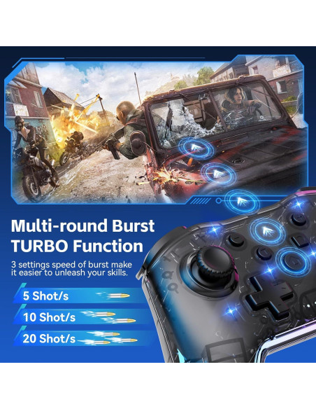 Controlador Inalámbrico Comdigio para Switch y PC - RGB, Turbo y Vibración