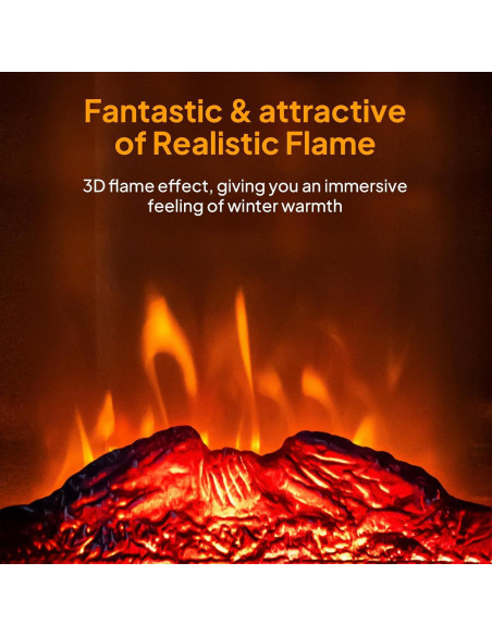 Calefactor Eléctrico ROVSUN HT1908Pro 1500W con Llama 3D