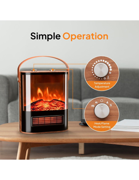 Calefactor Eléctrico ROVSUN HT1908Pro 1500W con Llama 3D