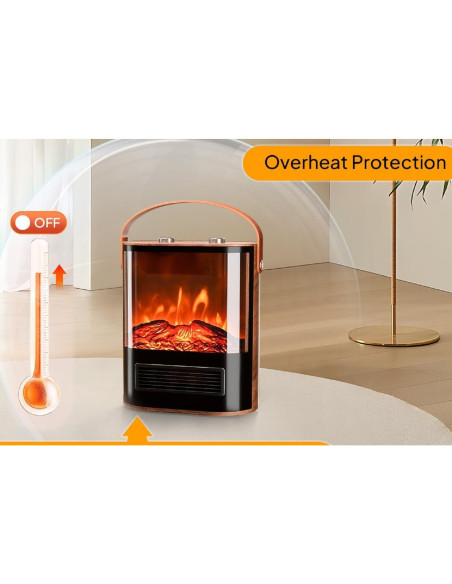 Calefactor Eléctrico ROVSUN HT1908Pro 1500W con Llama 3D
