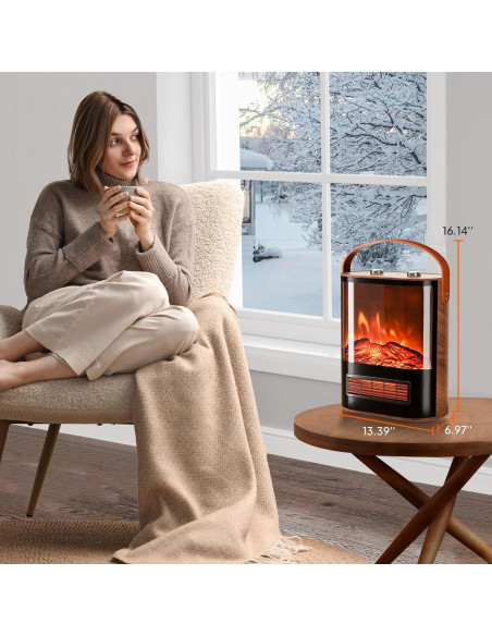 Calefactor Eléctrico ROVSUN HT1908Pro 1500W con Llama 3D