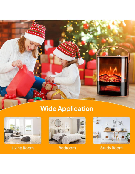 Calefactor Eléctrico ROVSUN HT1908Pro 1500W con Llama 3D