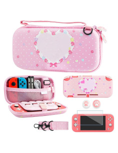 Funda Rosa Conejo GLDRAM para Nintendo Switch Lite con Accesorios