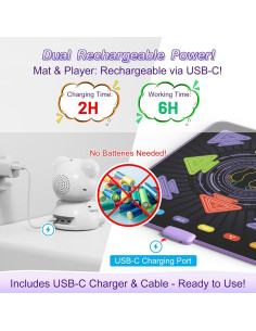 Alfombra de Baile Iluminada HAPHOM 90x80cm Bluetooth Niños 2