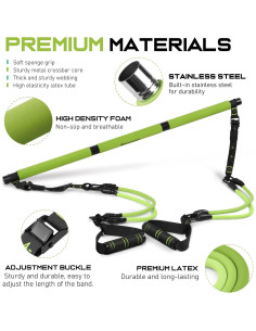 Kit de Barra de Pilates RENRANRING Multifuncional Verde 2