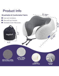 Almohada de Cuello Napfun Espuma de Memoria Gris Claro 2