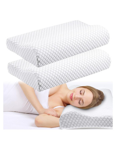 Paquete de 2 Almohadas Ergonómicas FairySandy Espuma de Memoria