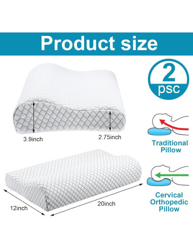 Paquete de 2 Almohadas Ergonómicas FairySandy Espuma de Memoria