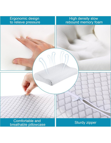 Paquete de 2 Almohadas Ergonómicas FairySandy Espuma de Memoria