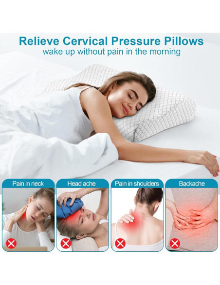 Paquete de 2 Almohadas Ergonómicas FairySandy Espuma de Memoria