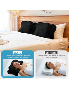 Funda de Almohada Cervical Hahafelt Negra Tamaño Queen 2