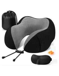 Almohada de Viaje CloudBliss Espuma Viscoelástica Negra
