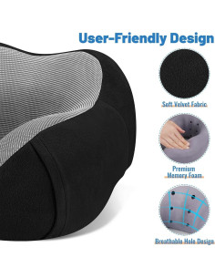 Almohada de Viaje CloudBliss Espuma Viscoelástica Negra 2