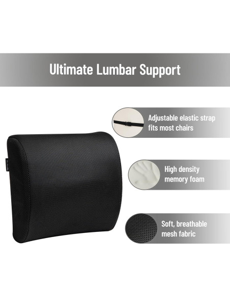 Cojín Lumbar Mind Reader Espuma Viscoelástica Negro