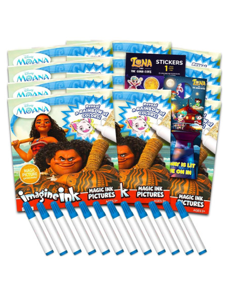 Set de 12 Libros para Colorear Disney Moana con Tinta Mágica