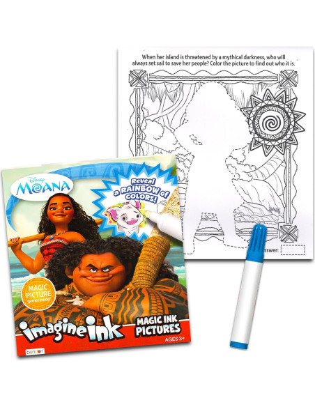 Set de 12 Libros para Colorear Disney Moana con Tinta Mágica