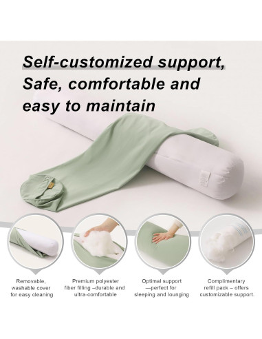 Cojín Corporal Ailuteie 119x20 cm Verde Celadón