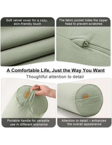 Cojín Corporal Ailuteie 119x20 cm Verde Celadón