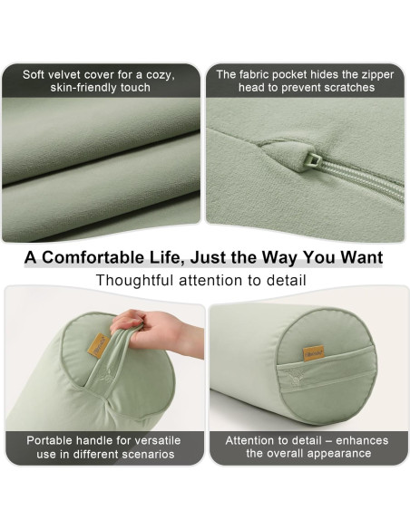 Cojín Corporal Ailuteie 119x20 cm Verde Celadón