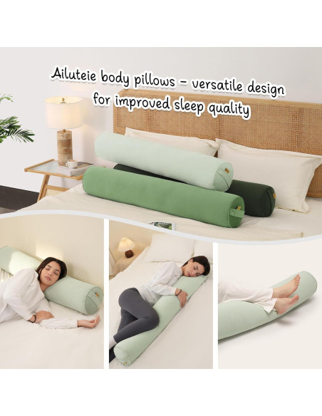 Cojín Corporal Ailuteie 119x20 cm Verde Celadón